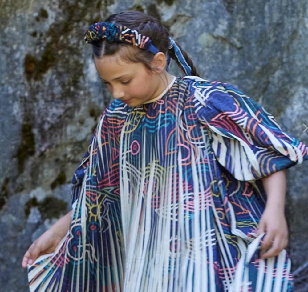 Tia Cibani Child Harriet Print Pleated Dress Multicolour micropleat maxi sz 4T